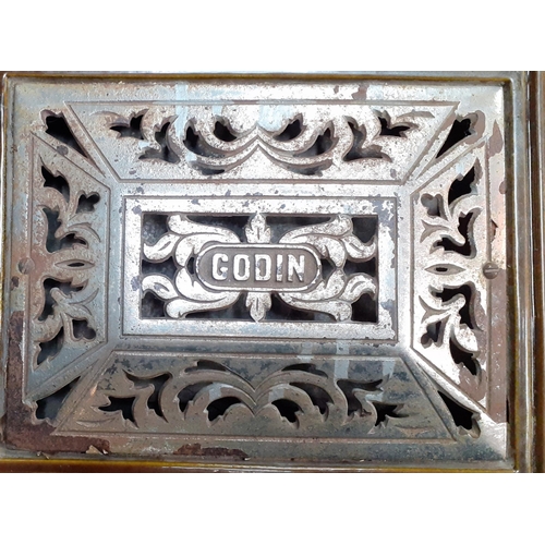 172 - A wonderful antique French GODIN enamelled stove,  75cm tall and with 358 cast number on top.  With ... 