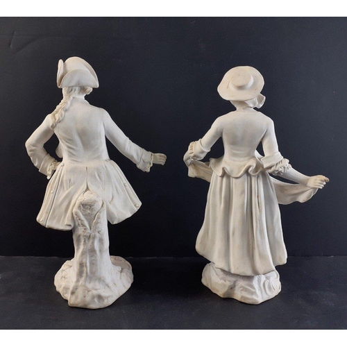 227 - Two beautiful unglazed MINTON figurines with intricate detail.  Standing 19cm tall approx. Nicely de... 