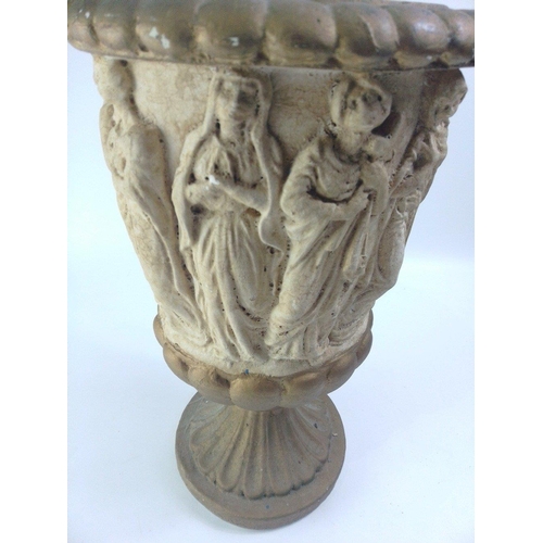 233 - A QUALITY detailed pottery Romanesque figures plant holder - stands 43cm x diameter 26cm approx - in... 