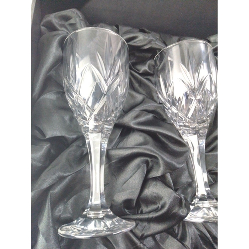 271 - A set of six ARGYLE Fine Cut Crystal wine glasses in original box. All in good condition.#278