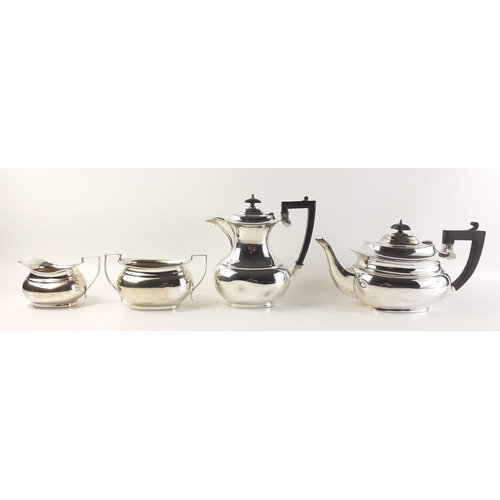 43 - A four piece EPNS tea service comprising teapot, water jug, sugar and cream.  Good, clean condition ... 