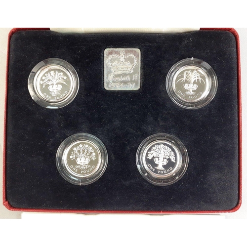 48 - A Royal Mint 1984-1987 United Kingdom £1 Silver Proof Collection coins in capsules, complete in... 