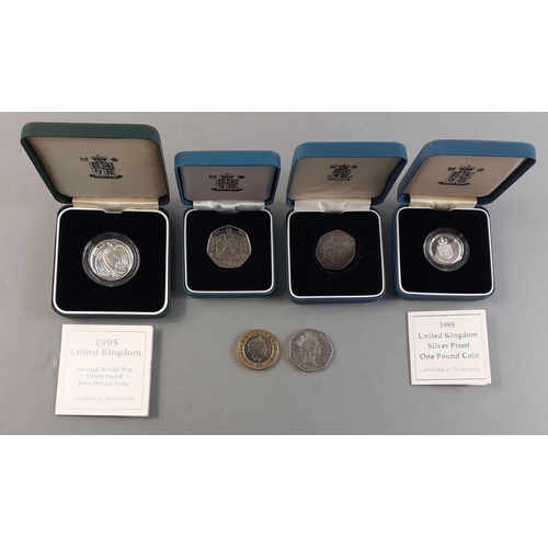 50 - A 1995 UK Royal Mint Silverproof £1 and a 1995 UK Royal Mint Second World War £2 coin, bot... 