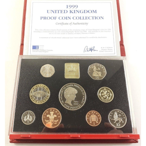 57 - A good collection of 3 Royal Mint Year Sets consisting of 1996, 1997, 1999 - all nicely presented wi... 