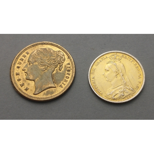 60 - Two gilt Victorian coins of interest to include a gilded 1887 sixpence and an 1837 To Hanover token#... 