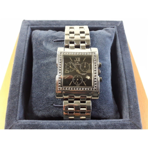 103 - H SHARLY GENTS WRISTWATCH WITH SURROUNDING DIAMANTE DECORATION - quartz without any box or paper wor... 