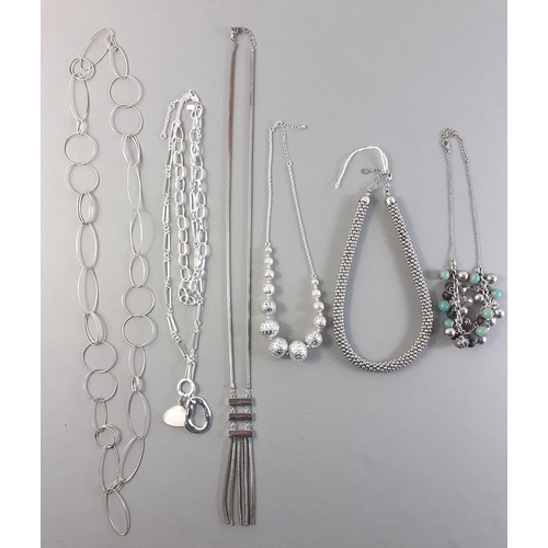 103 - A bag of pretty costume jewellery, all silvered effect items.#103