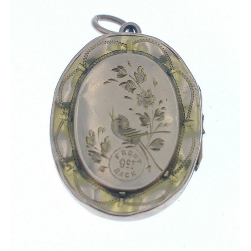 110 - A 9ct front and back locket, gross weight 2.9g approx#110