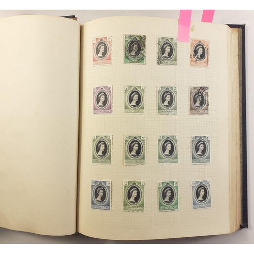 132 - Two older good well put together stamp albums.  Contains some nice Commonwealth sets / part sets as ... 