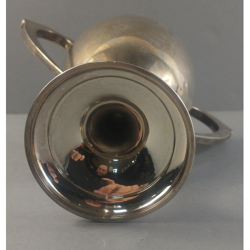 62 - Birmingham hallmarked double handled silver trophy engraved 