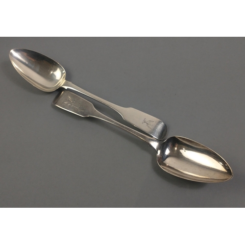 66 - Two large Irish silver spoons each approx 23cm long. Hallmarked Dublin 1817 by Samuel Neville.  Weig... 