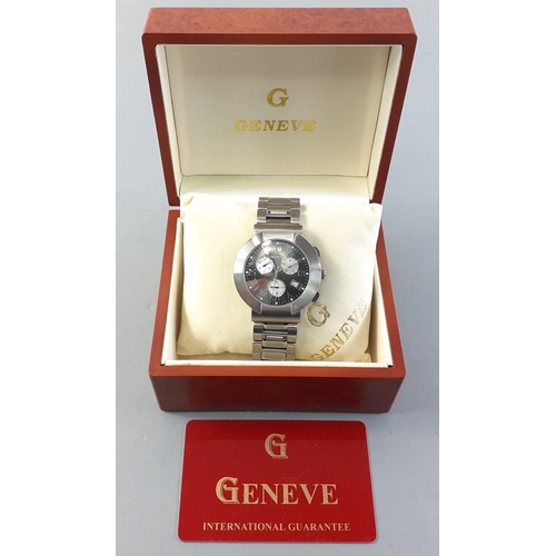 122 - GENEVE Luxury Watches of Switzerland gent's wristwatch with original box. Mother of pearl sub dials.... 