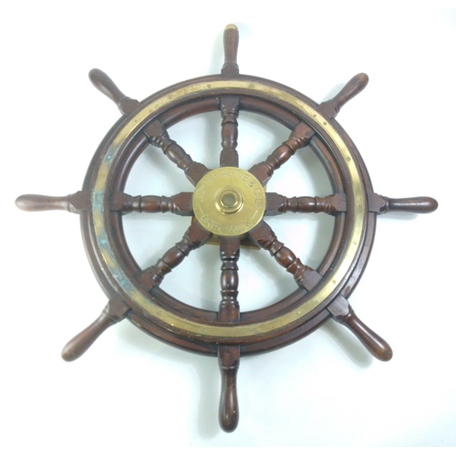 138 - A superb original ship's wheel, 60cm diameter by JOHN HASTIE & CO of GREENOCK.  This wheel was s... 