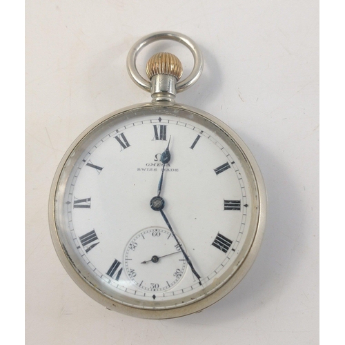 145 - A WWII era broad arrow marked OMEGA stainless steel pocket watch with provenance to Major A. J. Bone... 