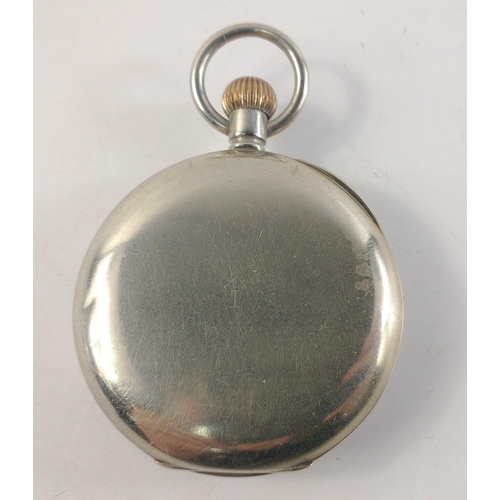 145 - A WWII era broad arrow marked OMEGA stainless steel pocket watch with provenance to Major A. J. Bone... 