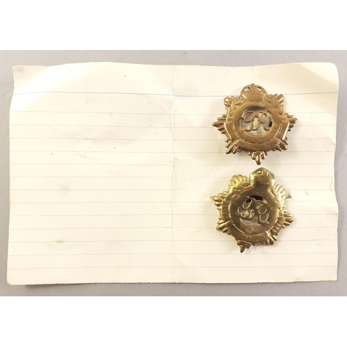 149 - Two brass Kings Crown cap badges with wear.#149