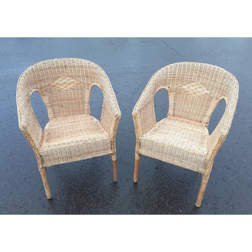 152 - Two wicker armchairs.  In fair condition. 80cm high at back.#152