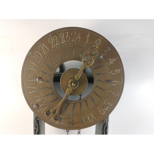 159 - A vintage water clock stamped ROBERT COLE FECIT of YE OLDE TOWNE BATHE anno dom. 1670.  20cm brass d... 