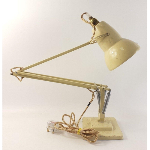 172 - A cream HERBERT TERRY 2 step anglepoise lamp, recently re-wired and fitted with a bulb holder and PA... 