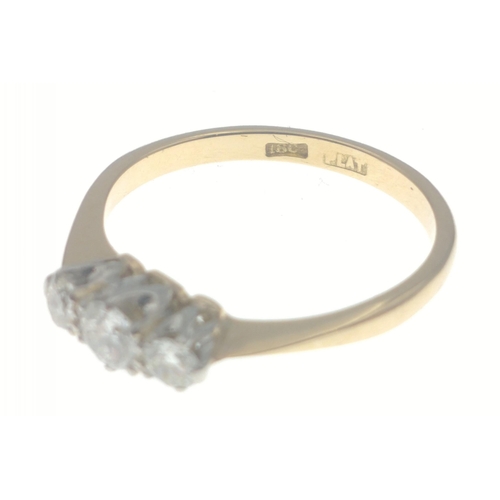 2 - Striking three stone diamond ring with three full brilliant cut stones. The centre stone 3mm approx,... 