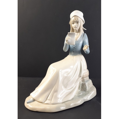 258 - Porcelanas Miquel Requena.S.A. Valencia Statue Figurine Girl Reading letter. In lovely condition wit... 