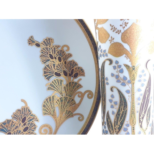 265 - ROSENTHAL.  Two exceptionally attractive Classic Rose pieces. A 30cm wall plate and a super tall vas... 