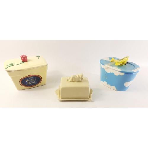 287 - Three novelty butter dishes in good condition to include LURPAK, UTTERLY BUTTERLY, CLOVER.#290