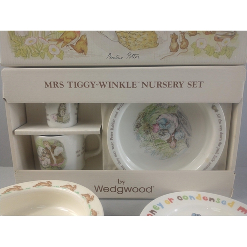 292 - A WEDGWOOD Mrs Tiggy-Winkle nursery set in a box, brand new condition, also with  ROYAL DOULTON Bunn... 