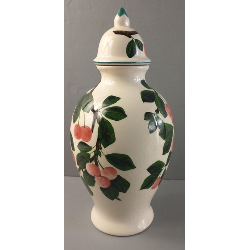 293 - A GRISELDA HILL pottery, WEMYSS ware hand-painted jar with lid  23cm tall approx#297