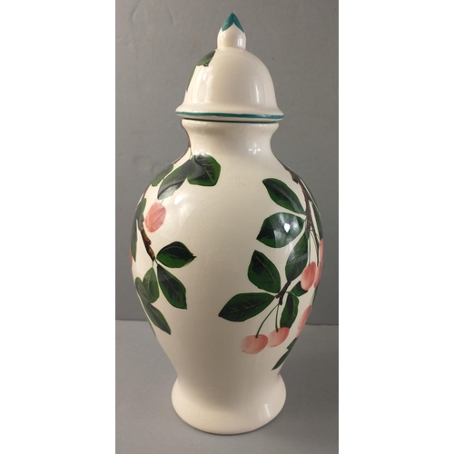 293 - A GRISELDA HILL pottery, WEMYSS ware hand-painted jar with lid  23cm tall approx#297