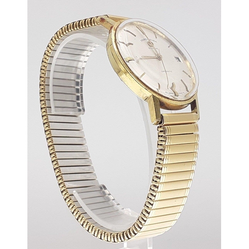 31 - FAVRE LEUBA Geneve daymatic gent's wrist watch, 30mm dial approx, on expanding gilt bracelet.  A cla... 