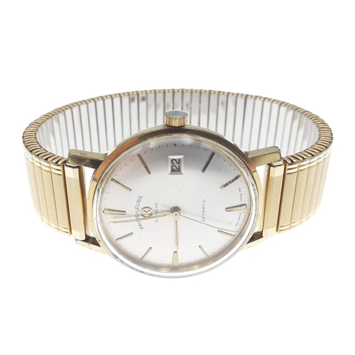 31 - FAVRE LEUBA Geneve daymatic gent's wrist watch, 30mm dial approx, on expanding gilt bracelet.  A cla... 