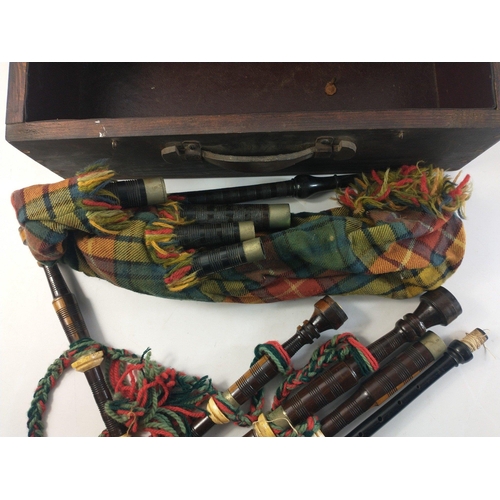 350 - A very scarce set of 1930s half size or child's size BAGPIPES. Edinburgh stamp to chanter. Some wear... 