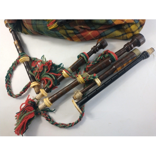 350 - A very scarce set of 1930s half size or child's size BAGPIPES. Edinburgh stamp to chanter. Some wear... 