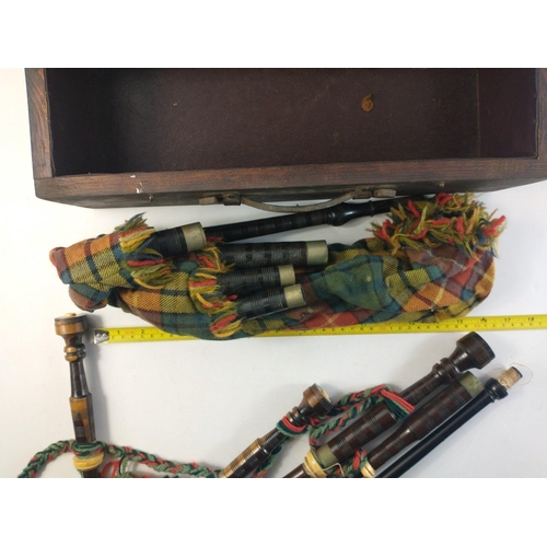 350 - A very scarce set of 1930s half size or child's size BAGPIPES. Edinburgh stamp to chanter. Some wear... 