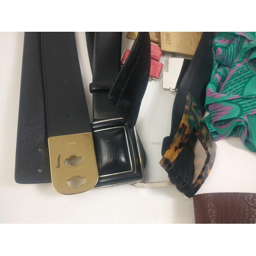 429 - A collection of quality accessories to include belts by JAEGER (3 large), BETTY BARCLAY (90cm, 95cm)... 