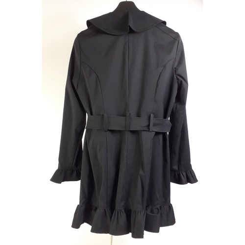 431 - True Class ! A JOSEPH RIBKOFF black UK size 14 jacket with gathered edges to sleeve and bottom of ja... 