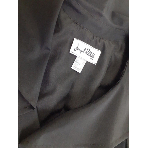 431 - True Class ! A JOSEPH RIBKOFF black UK size 14 jacket with gathered edges to sleeve and bottom of ja... 