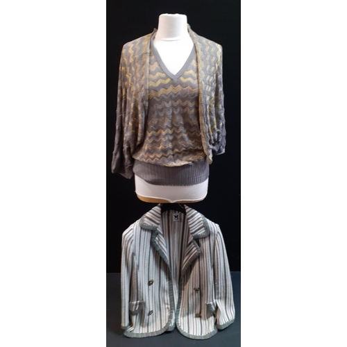 433 - A UK size 14 knitted shrug and sleeveless v-necked top by MISSONI plus a knitted jacket (size 14) al... 