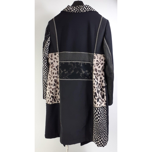 434 - A ¾ length black jacket with a leopard print border, with BETTY BARCLAY label, size UK 14 and a fabr... 