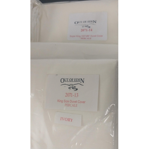 442 - Five OUT OF EDEN ivory percale king size duvet covers plus two super king (102