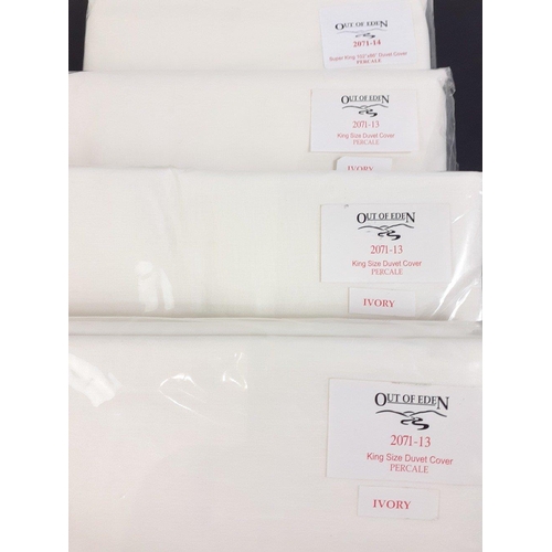 443 - Seventeen double sized OUT OF EDEN ivory coloured percale duvet covers.#447