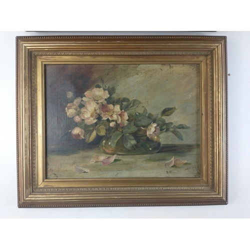 495 - Two gilt framed oil on board still life paintings, 40 x 32cm approx#499