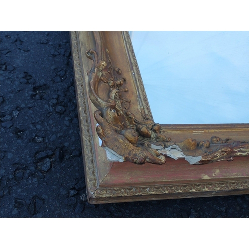 511 - A FABULOUS large gesso frame mirror 92x73cm approx.  Some damage to the frame. The plate measures 70... 