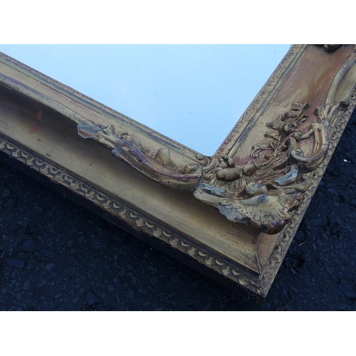 511 - A FABULOUS large gesso frame mirror 92x73cm approx.  Some damage to the frame. The plate measures 70... 