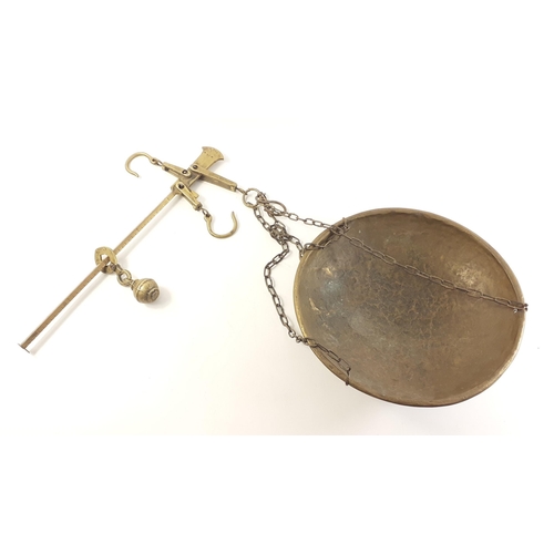 86 - Georgian brass antique weigh scales with P 6.7 KG G.P. stamped on the measuring rod.#86