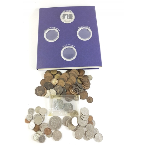 94 - A collection of obsolete UK and worldwide coinage, also including Platinum Wedding Anniversary folde... 