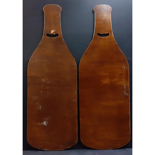 204 - CAME FROM A LARGE HOTEL! - Two bottle-shaped advertising chalk boards each 114cm tall approx and 40c... 