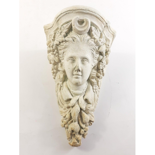 279 - BEAUTIFUL! - An attractive and well sculpted plaster wall sconce depicting classical lady. 26cm tall... 