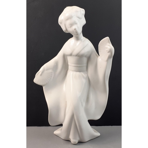 280 - A white ceramic geisha lady standing approx 30cm high#94